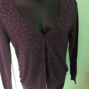 Cardigan with Beaded Appliqué.